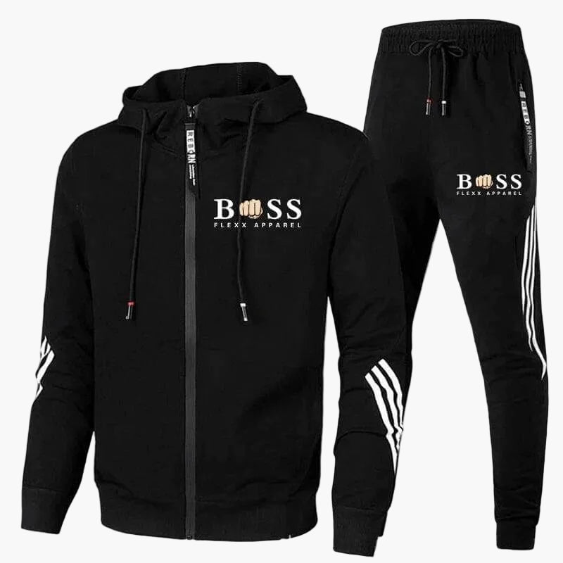 Sportlicher Herren-Trainingsanzug mit Kapuzenjacke und Kontrastdetails