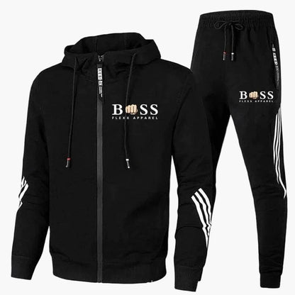 Sportlicher Herren-Trainingsanzug mit Kapuzenjacke und Kontrastdetails