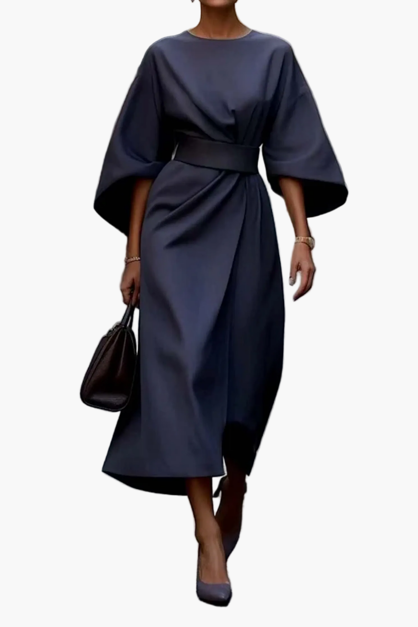 Damen Midi-Kleid mit eleganten Laternenärmeln – Stilvoll für Business & festliche Anlässe