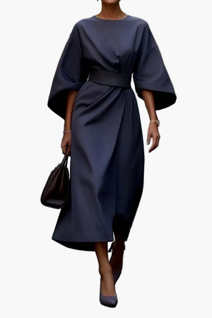 Damen Midi-Kleid mit eleganten Laternenärmeln – Stilvoll für Business & festliche Anlässe