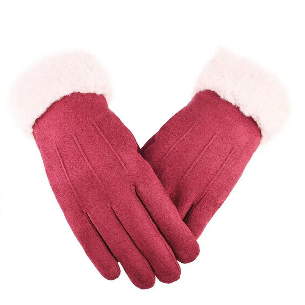 Winterhandschuhe mit Plüschbündchen für Damen, weich und warm