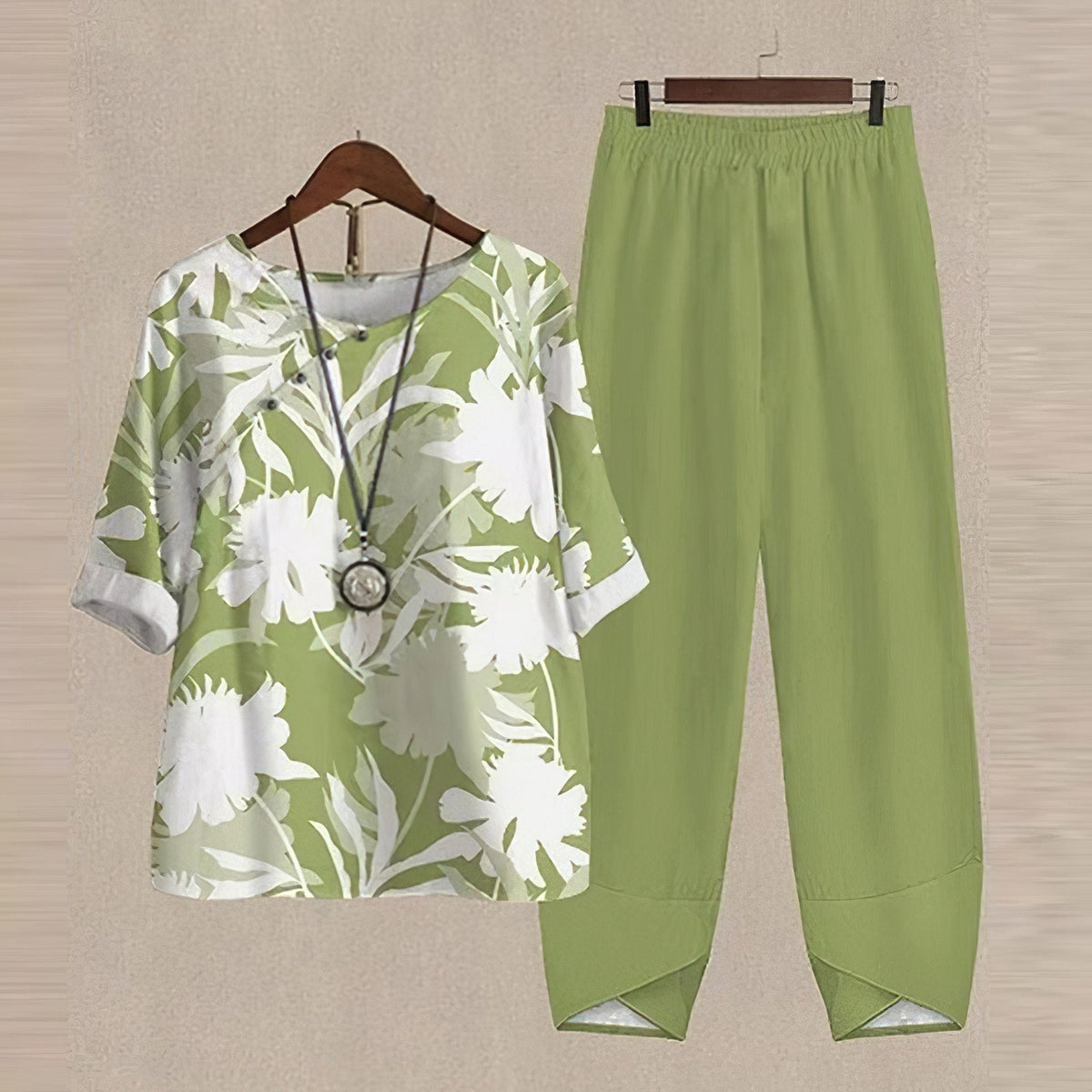 Damen zweiteiliges Freizeit-Set mit lockerem Oberteil und Haremshose