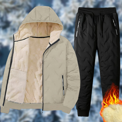 Stepp-Trainingsanzug für Herren, Winter Outdoor Set, Kapuzenjacke & Hose, gefüttert