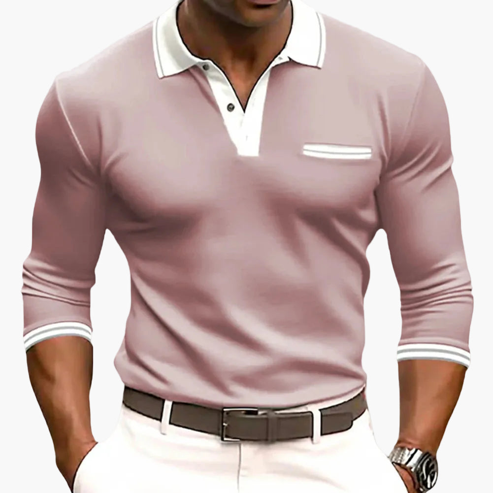 Herren Polo Langarmshirt Modern Business & Freizeit Eleganz
