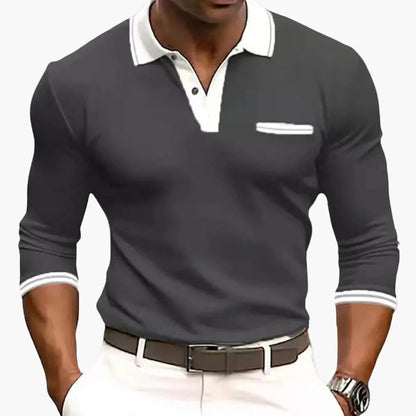 Herren Polo Langarmshirt Modern Business & Freizeit Eleganz