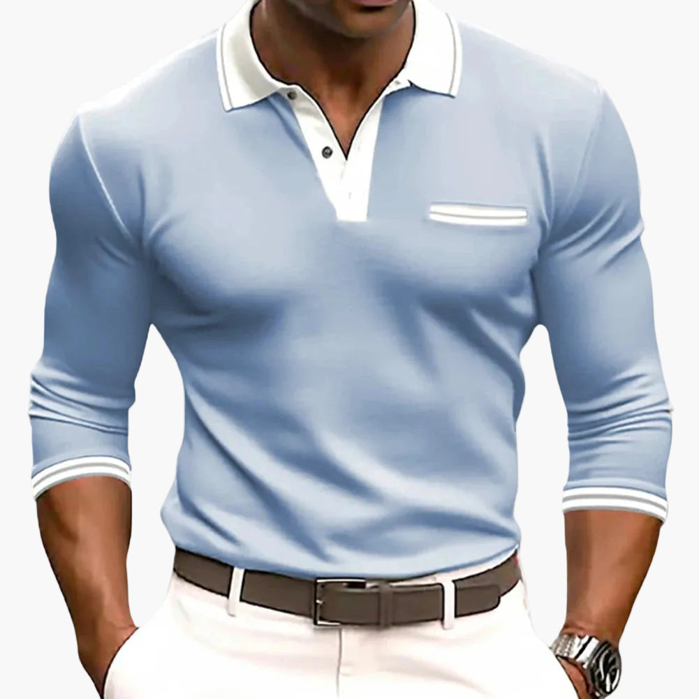 Herren Polo Langarmshirt Modern Business & Freizeit Eleganz