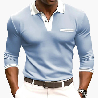 Herren Polo Langarmshirt Modern Business & Freizeit Eleganz