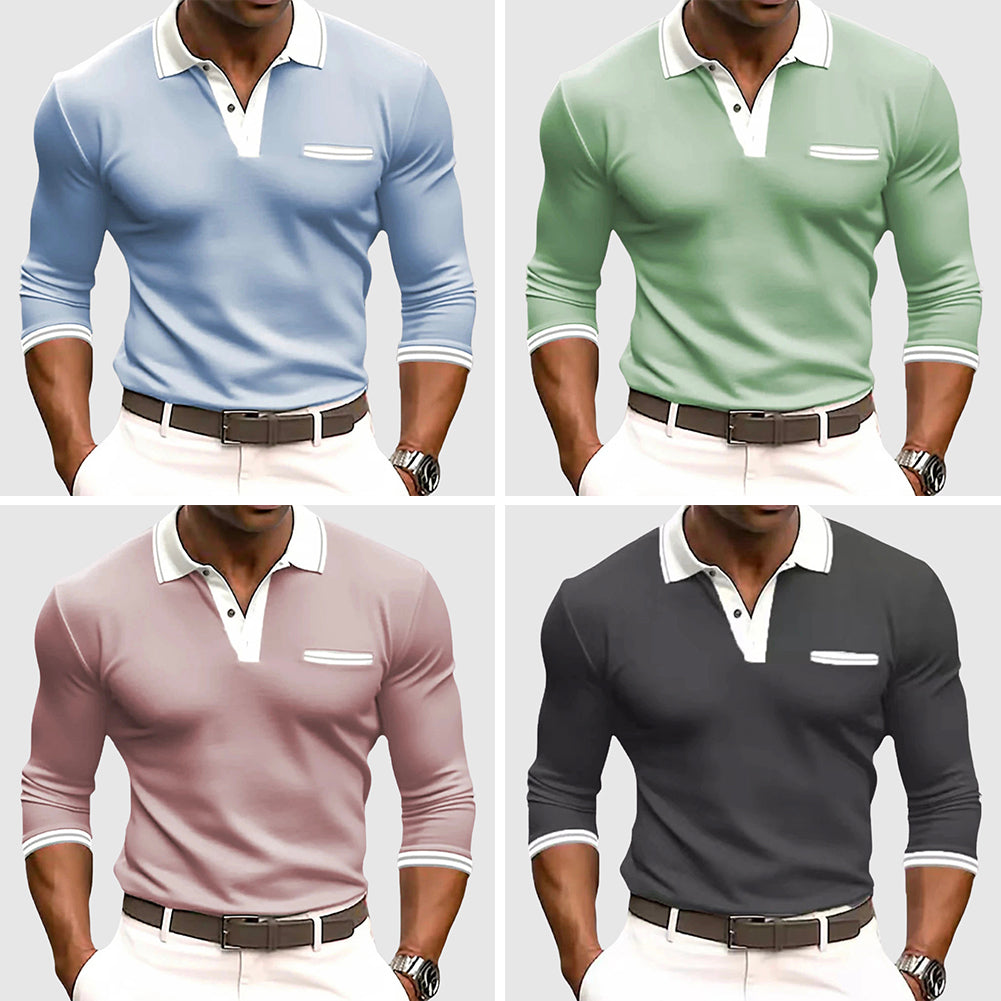 Herren Polo Langarmshirt Modern Business & Freizeit Eleganz