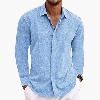 Herren Veganes Leinenhemd Modern Fit – Elegantes Freizeit- und Businesshemd mit langen Ärmeln
