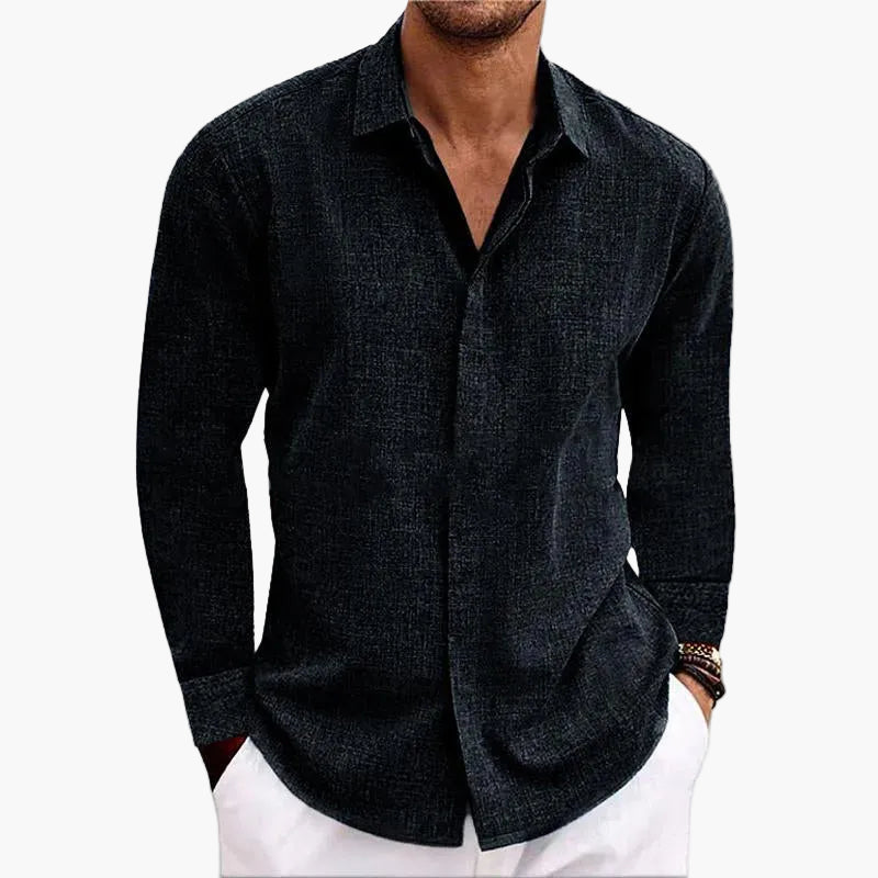 Herren Veganes Leinenhemd Modern Fit – Elegantes Freizeit- und Businesshemd mit langen Ärmeln