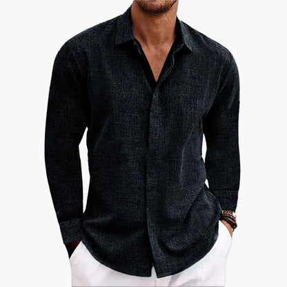 Herren Veganes Leinenhemd Modern Fit – Elegantes Freizeit- und Businesshemd mit langen Ärmeln