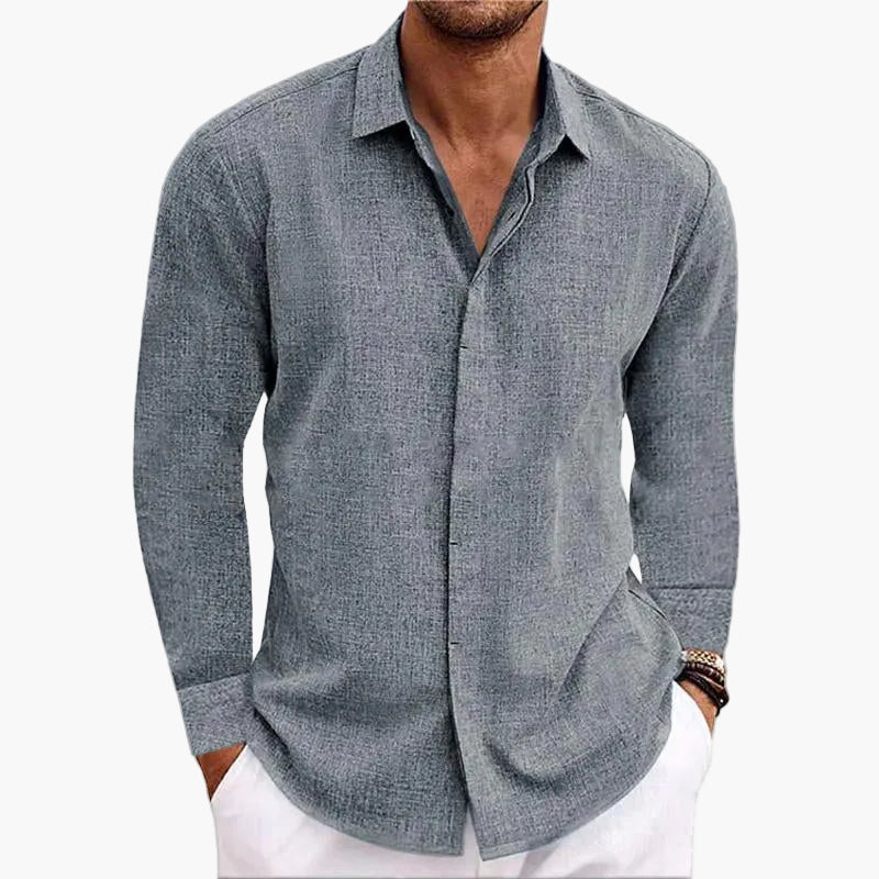 Herren Veganes Leinenhemd Modern Fit – Elegantes Freizeit- und Businesshemd mit langen Ärmeln