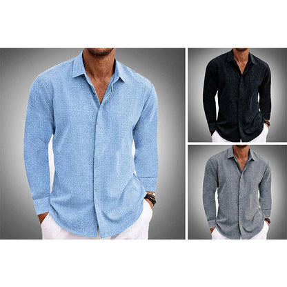 Herren Veganes Leinenhemd Modern Fit – Elegantes Freizeit- und Businesshemd mit langen Ärmeln