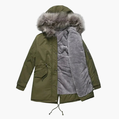 Damen Winterparka mit Kapuze und Kunstfell – Stilvoller Mantel für kalte Tage