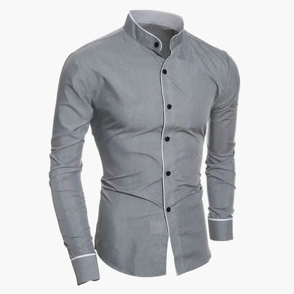 Herren Elegantes Slim Fit Hemd mit Stehkragen – Modernes Business- und Freizeitshirt