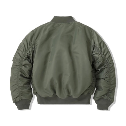 Herren Bomberjacke Militär-Stil mit Ärmeltasche Khakigrün