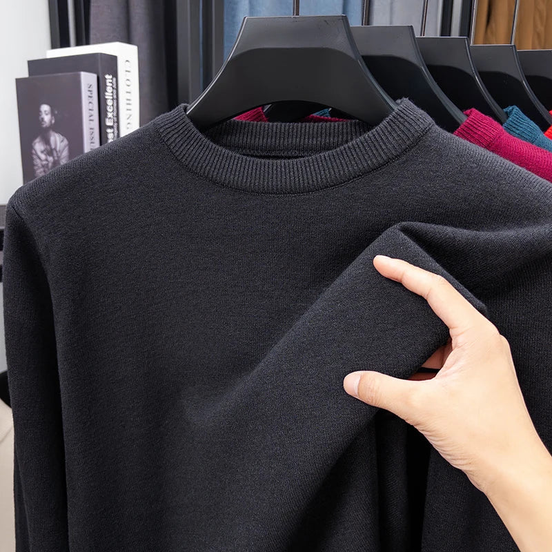 Unisex Strickpullover Rundhals Langarm Basic Pullover in verschiedenen Farben