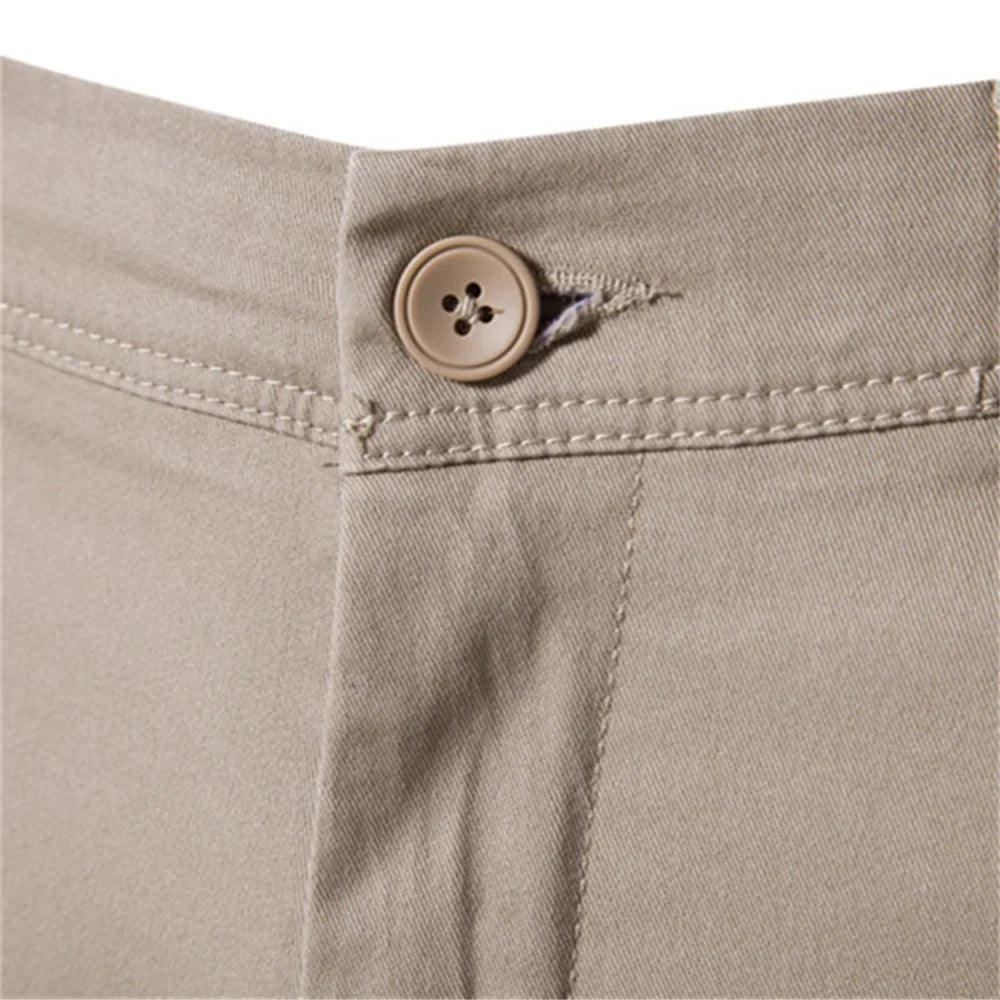 Herren Chino Hose Slim Fit Beige mit Knopfverschluss