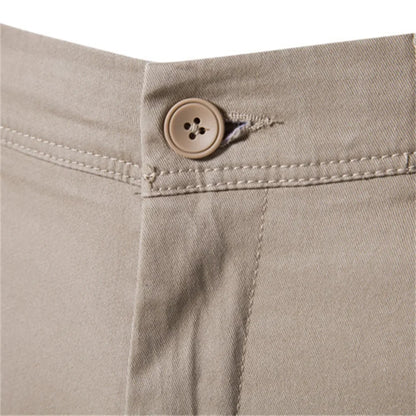 Herren Chino Hose Slim Fit Beige mit Knopfverschluss