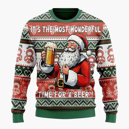Herren Ugly Christmas Sweater mit Santa und Bier – Lustiger Weihnachtspullover für Weihnachten & Partys