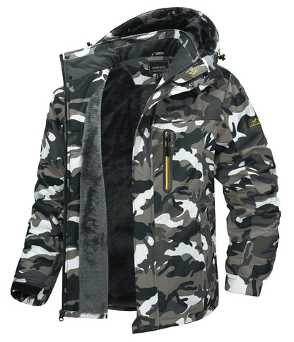 Herren Winterjacke mit Kapuze Gefütterte Outdoor-Jacke Wasserabweisend Warm