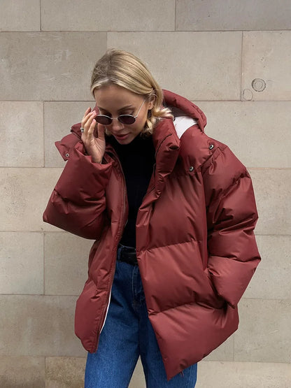 Damen Steppjacke mit Kapuze, kurz, gepolstert