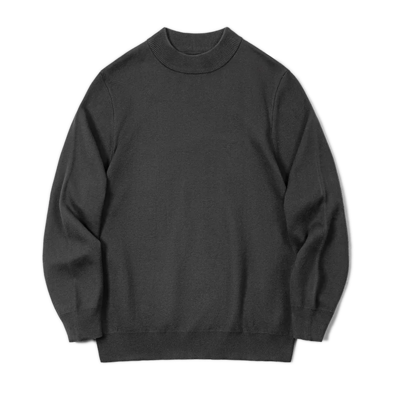 Herren Mock-Neck Pullover Uni-Farben Strickpullover Basic