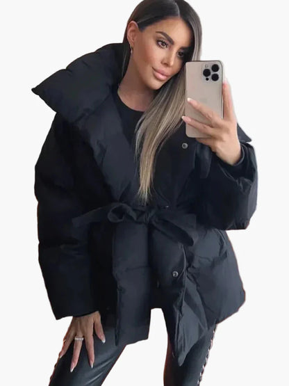 Damen Winter Steppmantel mit Taillengürtel – Modischer City-Look, Komfortabel & Wärmend