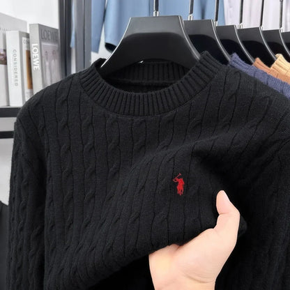 Zopfmuster Strickpullover Rundhals für Herren