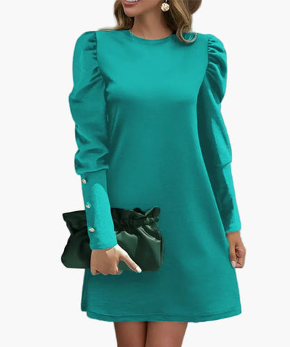 Damen Elegantes Minikleid mit Puffärmeln – Perfekt für Büro und festliche Anlässe