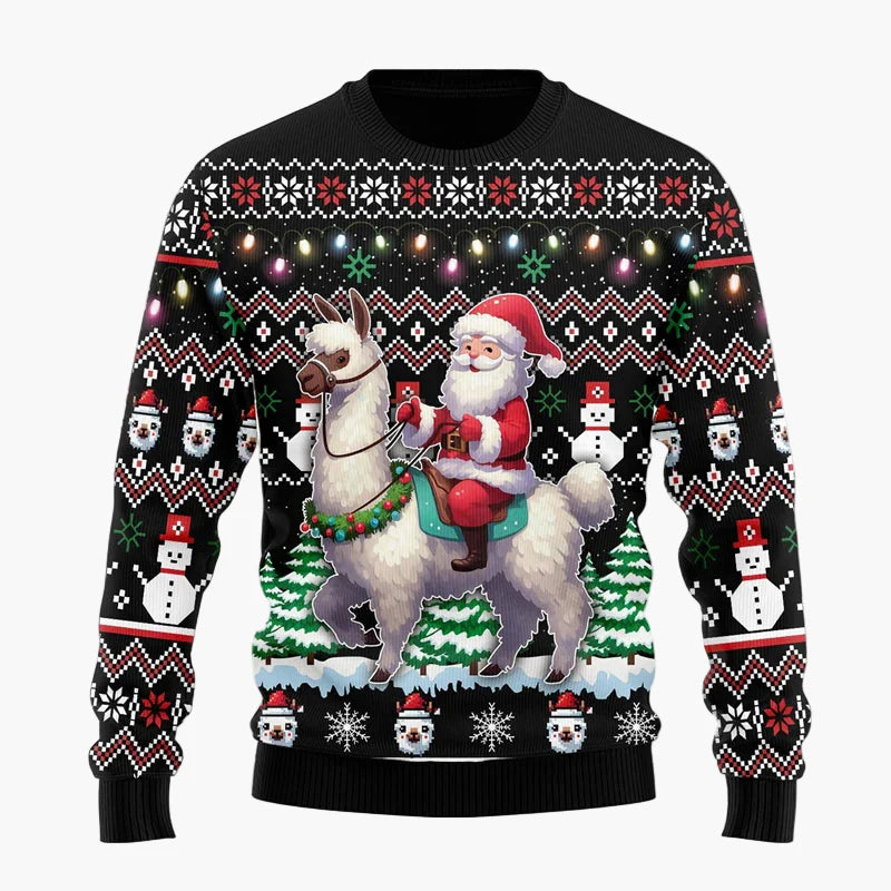 Unisex Weihnachts-Pullover "Cooles Lama" – Festlicher Strickpulli für Damen & Herren