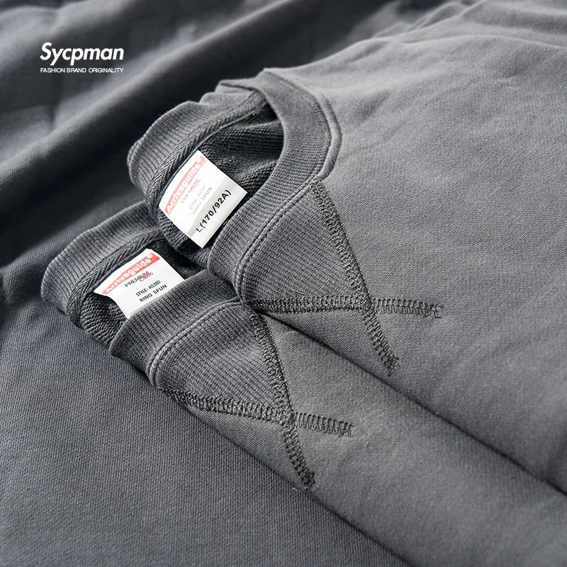 Unisex Langarm Sweatshirt Rundhals Grau meliert