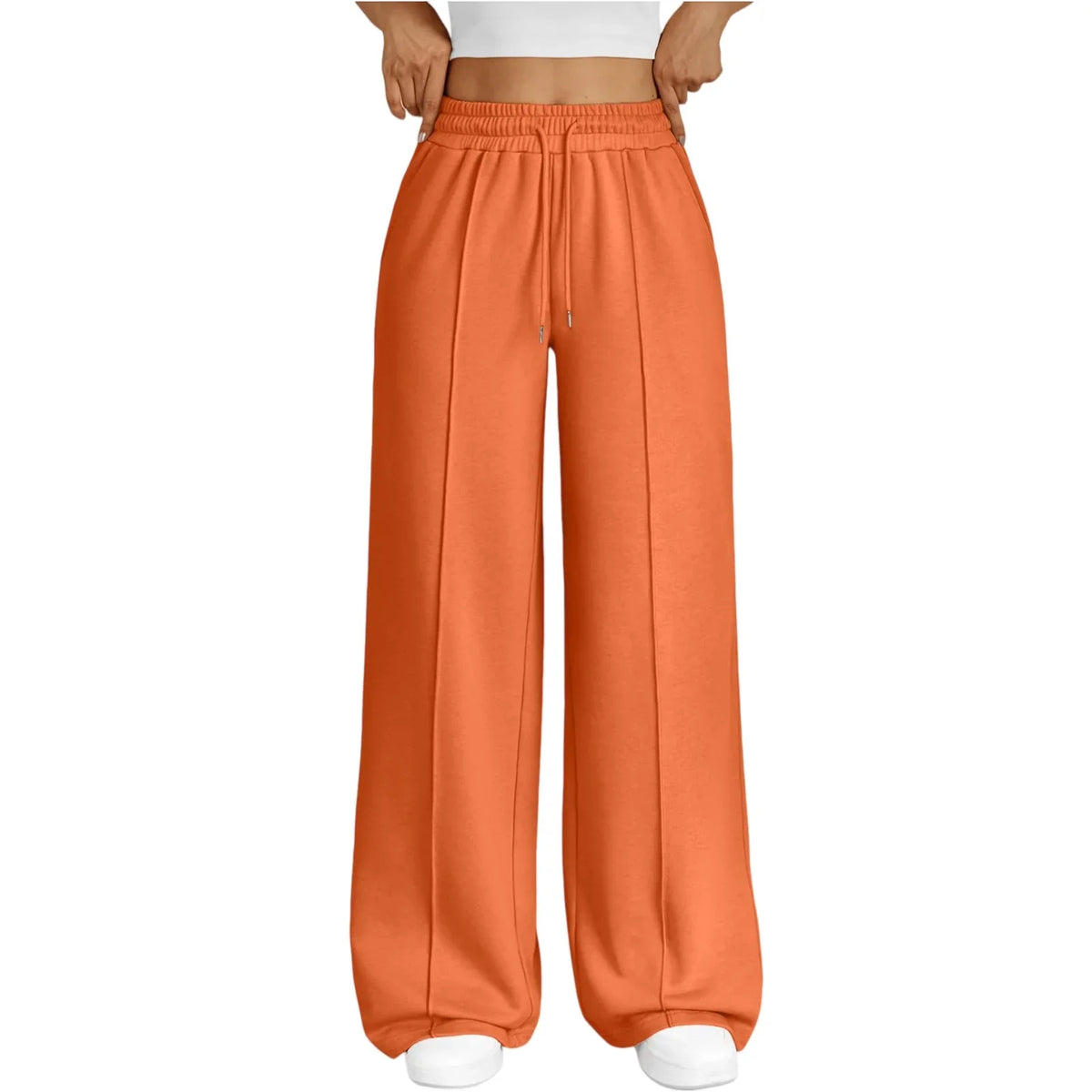 Damen Weite Hose mit Gummibund und Kordelzug – Bequeme Freizeithose