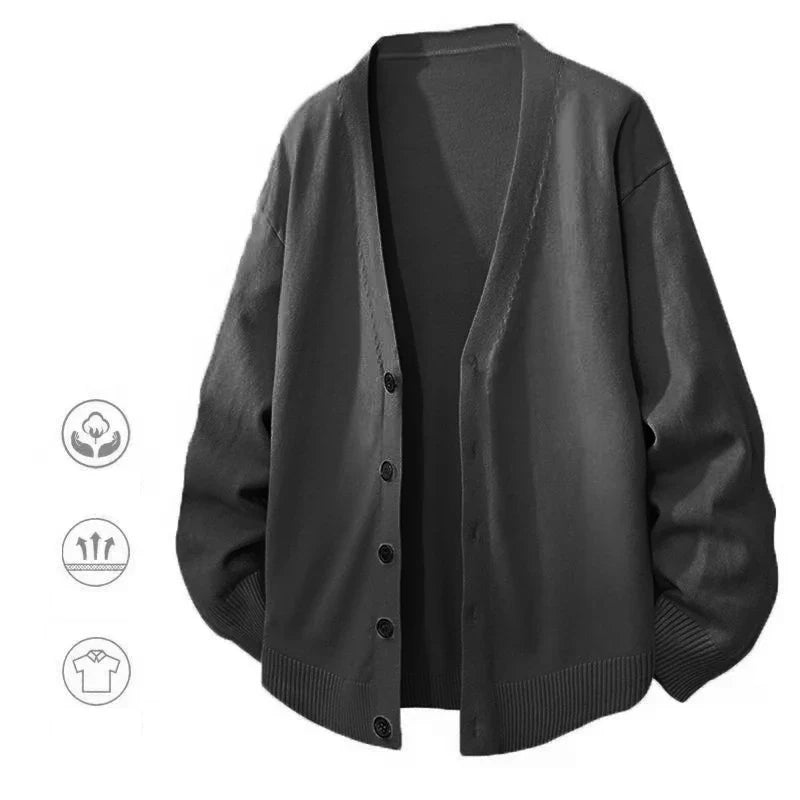 Herren Cardigan Strickjacke V-Ausschnitt Knopfleiste