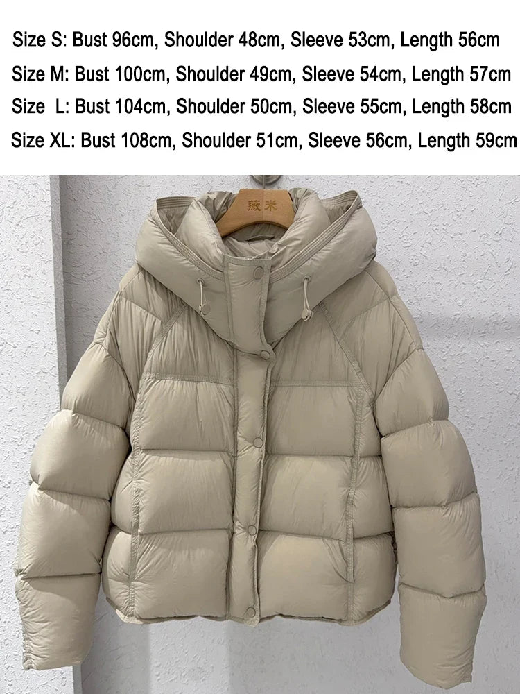 Damen Steppjacke mit Kapuze und Druckknöpfen, Winterjacke gefüttert