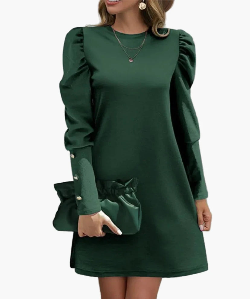 Damen Elegantes Minikleid mit Puffärmeln – Perfekt für Büro und festliche Anlässe