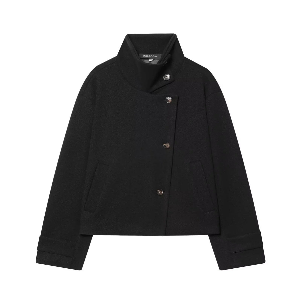 Damen Kurzjacke mit Stehkragen und weiten Ärmeln, lockere Passform
