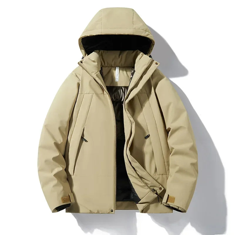Unisex Winterjacke mit Kapuze und Reißverschluss, gepolstert