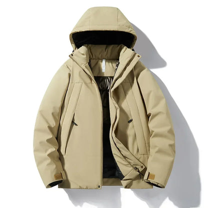 Unisex Winterjacke mit Kapuze und Reißverschluss, gepolstert