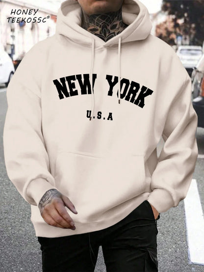 Herren Hoodie mit Kordelzug und Kängurutasche – Verschiedene New York Designs