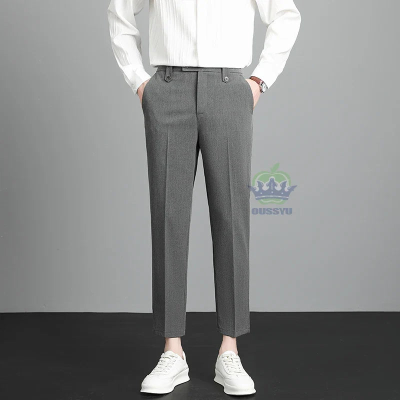 Herren Hose Beige Business-Stil Schmal Geschnitten