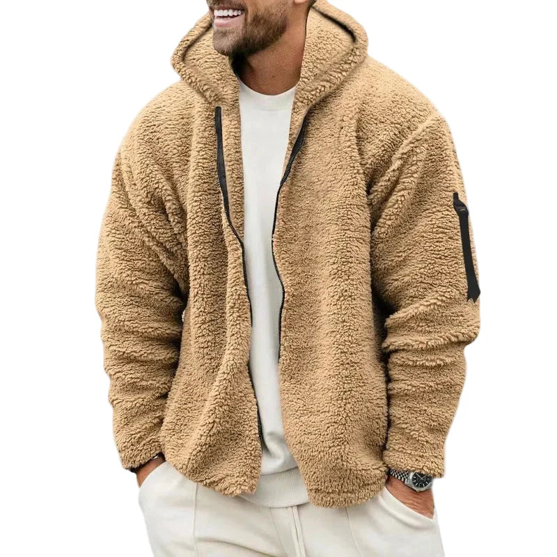 Herren Fleece Kapuzenjacke Lässiger Outdoor Style Warm Winterjacke