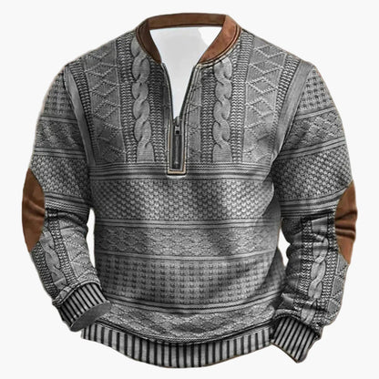 Herren Outdoor Freizeitpullover im Strick-Look – Modischer Halbzip-Sweater mit Stehkragen für Alltag und Freizeit
