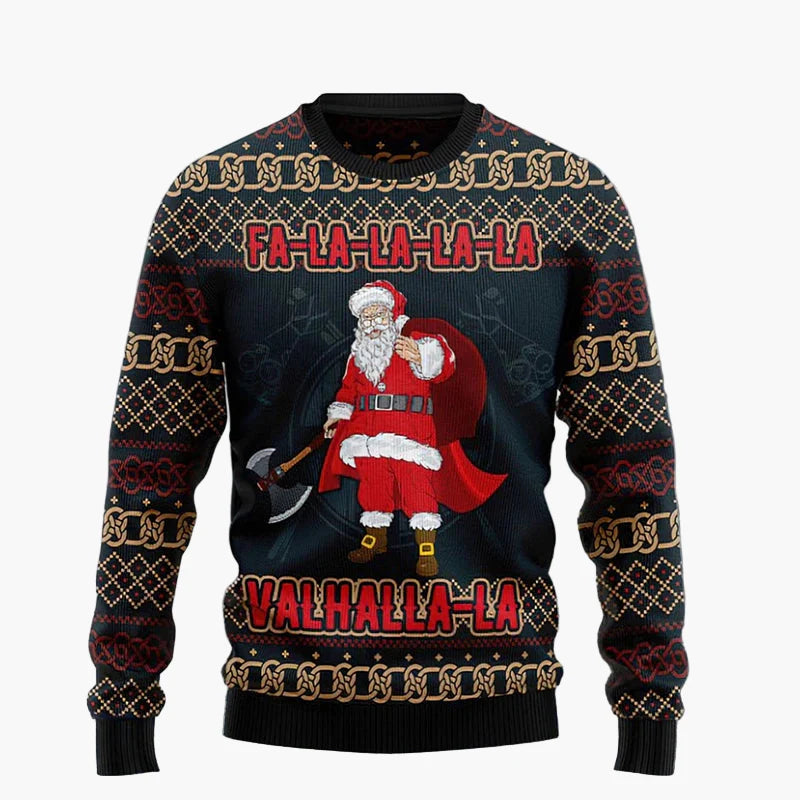 Herren Ugly Christmas Sweater Biker Stil – Lustiger Weihnachts-Pullover mit Santa auf Motorrad