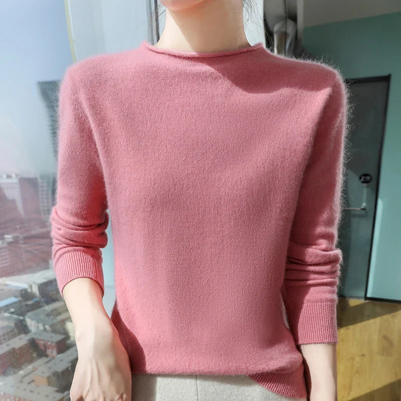 Damen Pullover Rundhals Langarm Strickpullover Weiches Material