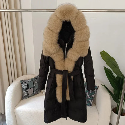 Damen Winter Steppmantel mit Kapuze und Kunstfellbesatz