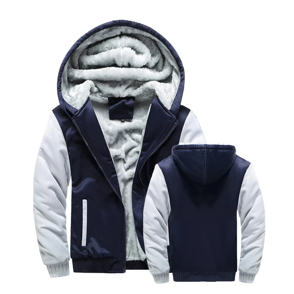 Herren Kapuzenjacke mit Teddyfutter Reißverschluss