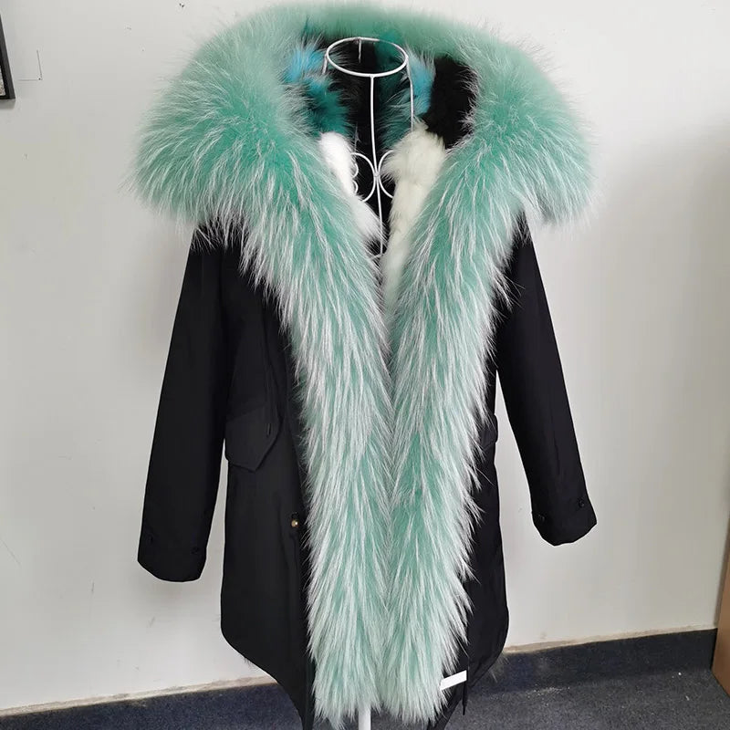 Damen Winter Parka mit Kapuze und Kunstpelz Futter