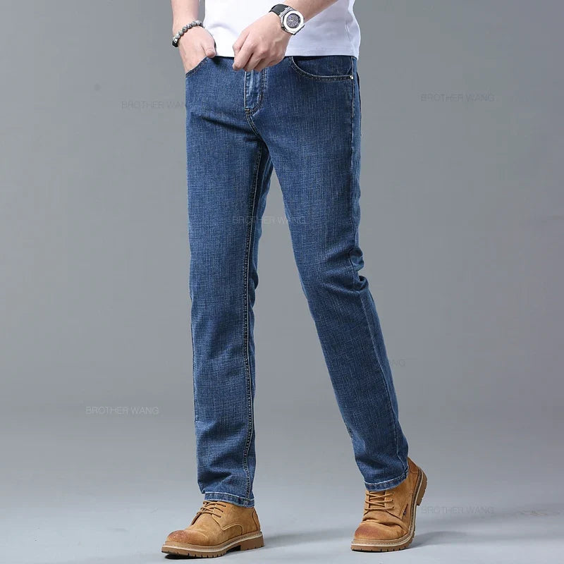 Herren Jeans Hose Hellblau Denim Straight Fit