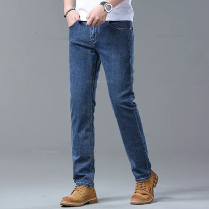 Herren Jeans Hose Hellblau Denim Straight Fit